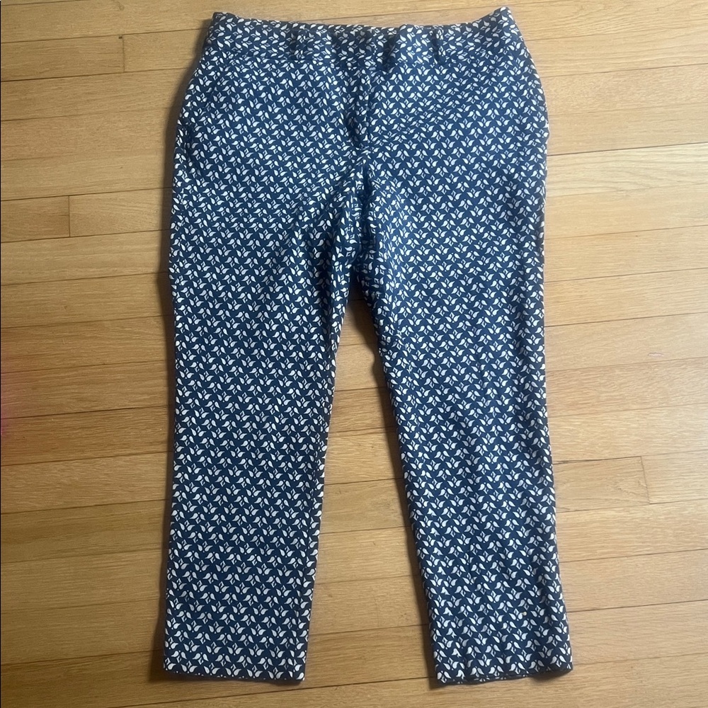 LOFT Blue and White Patterned Julie Skinny Pants, 8P